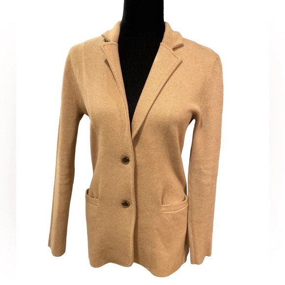 J. CREW Fall 2020 Sweater Blazer Heather Acorn 2 Button Front Closure size XS - Picture 4 of 12